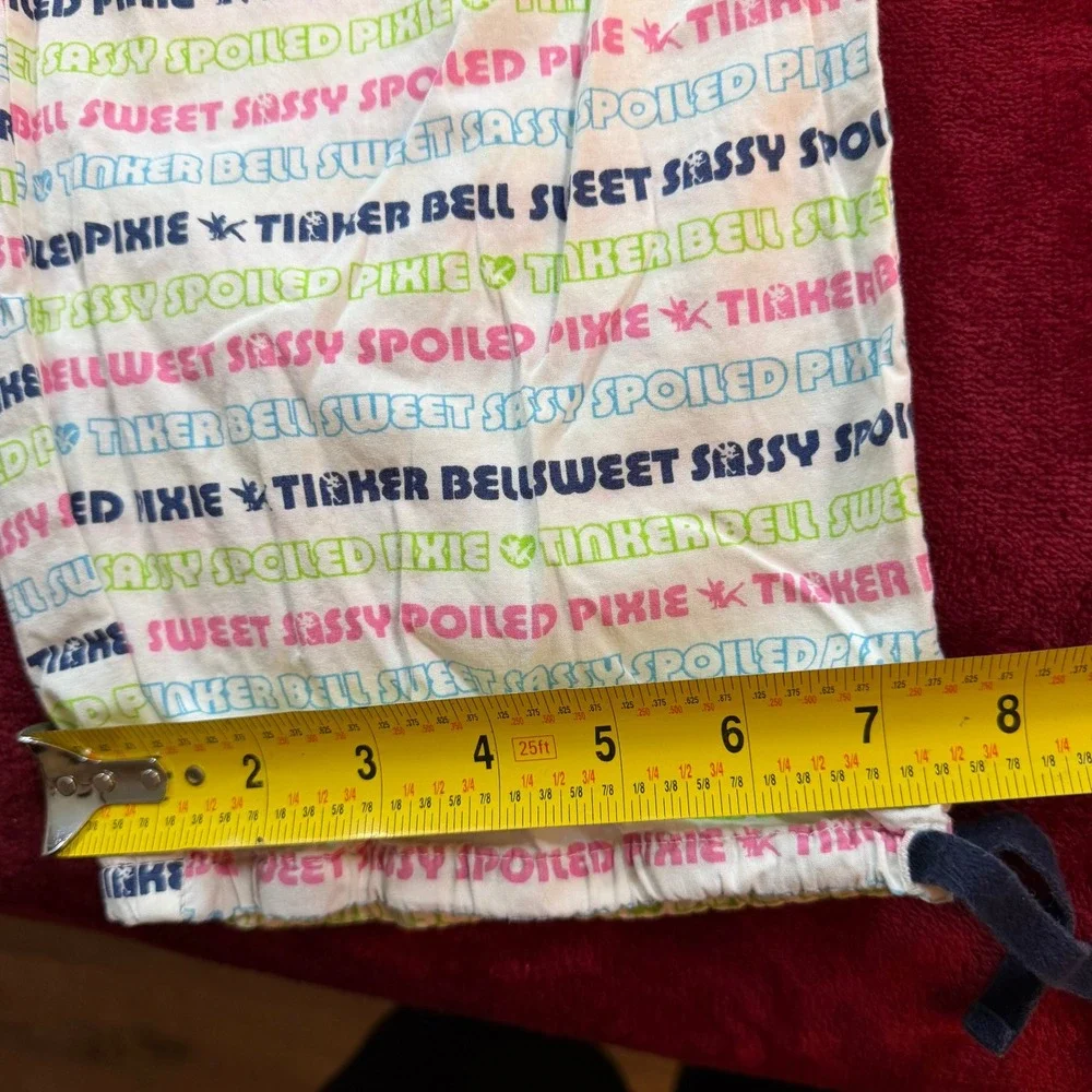 Disney Tinker Bell Pajama Pants S Sweet Sassy Spoiled Pixie Cotton Lounge White - Picture 5 of 9